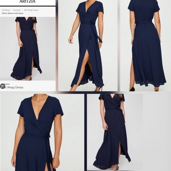 🇨🇦 Aritzia Babaton Lexia Short Sleeve Chiffon Wrap Maxi Dress - Picture 11 of 16